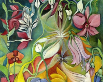Flower Energy Painting, Flower of Life, Visionary Art, Chakra wall art, Spiritual Art, Energy Healing Art