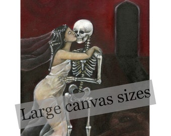 Eternal Love, Large Reproduction on canvas, Romanitic Goth, Gothic lovers, Soulmate wall art, Twin flame gift