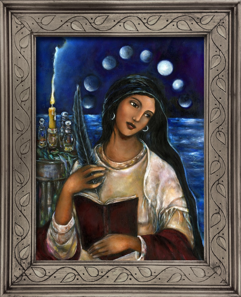 Mary Magdalene art on canvas, Maria Magdalena, La Magda, Maria Magdalena altar decor, Spiritual Painting, Sacred Mothers and Goddesses image 3