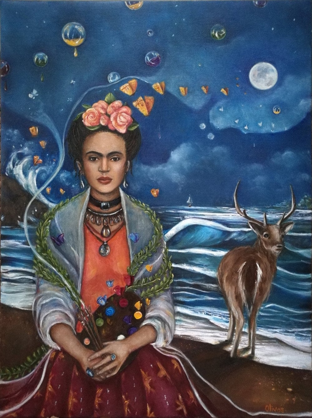 Frida Kahlo art on canvas Archival Print on Gallery Wrapped Etsy