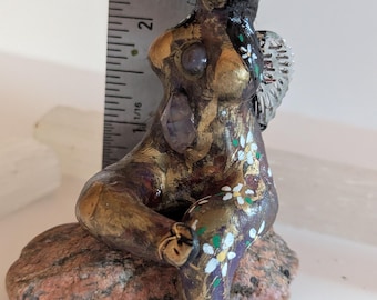 Altar Goddess Statue Angel Figurine Divine Feminine Handmade Clay Swarovski Decor OOAK