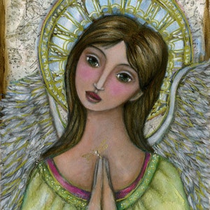Guardian Angel Protection print on canvas- Angel Gabriel inspirational Art - Angel Gabrielle - healing Art - Encouraging gift - Blessing