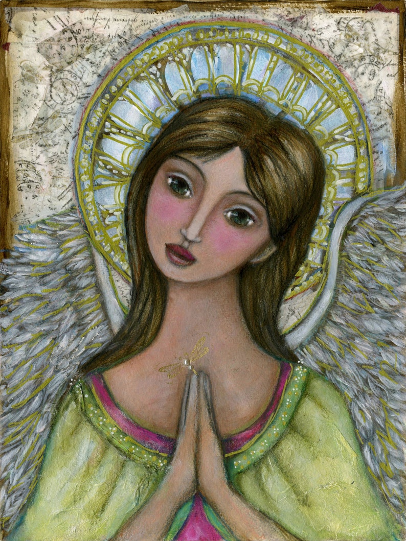 Guardian Angel Protection print on canvas Angel Gabriel Etsy