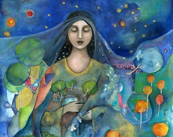 Vesna, Slavic Goddess of Awakening and Intuition, Inspirational art on canvas perfect for your Goddess Altar