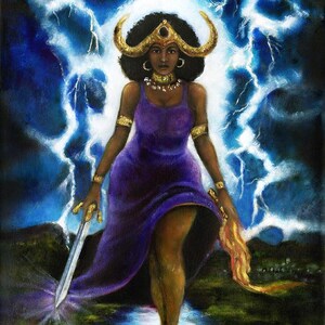 Oya Goddess Art, African Goddess Art, Yoruba Goddess Art, Sky Goddess Art, Sacred Union Gift, Pagan Altar Art, Goddess Print, Orisha Art