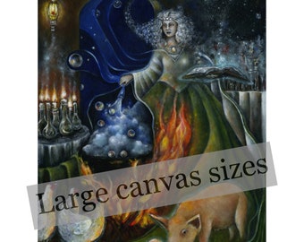 Cerridwen, Large Reproduction on canvas, Triple Goddess of inspiration, and mother of witches wall art, Inspirational print on canvas