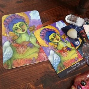 Tara Altar Cards, Five Taras Laminated Set | Green Tara, White Tara, Buddhist Prayer Cards, Meditation Altar Decor