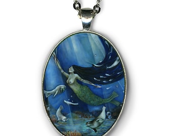 Sedna Pendant, Goddess Sedna silver necklace