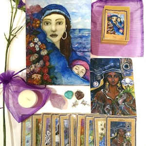Set regalo della dea - Collana della dea e mini carte dell'oracolo - Altare della dea - Regalo ispiratore - Set di gioielli per madri sacre e dee