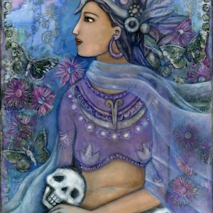 Goddess Tlazolteotl Art on Canvas, MExican Goddess Art Print, Rebirth, Aztec Goddess Art, Mexican Goddess wall art, MesoAmerican Goddess Art