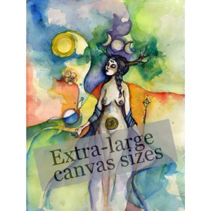 High Priestess of the Healing Waters, Extra-Large Reproduction on canvas, Priestess Art on canvas, Pagan Altar decor, Goddess Altar ideas