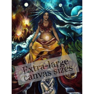 Pele, Extra-Large Reproduction on canvas, Hawaiian Goddess of Strength and Creation, Divine Feminine Altar, Pagan Alter, Spiritual art,