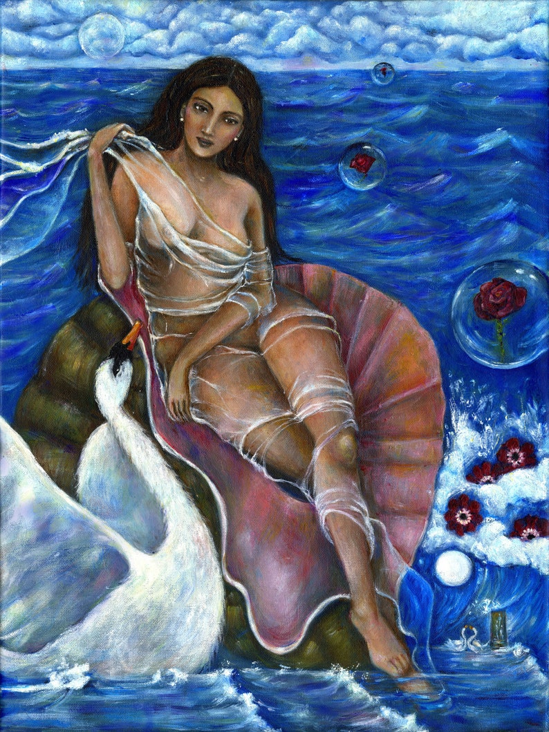 Aphrodite painting on canvas, Greek wall art