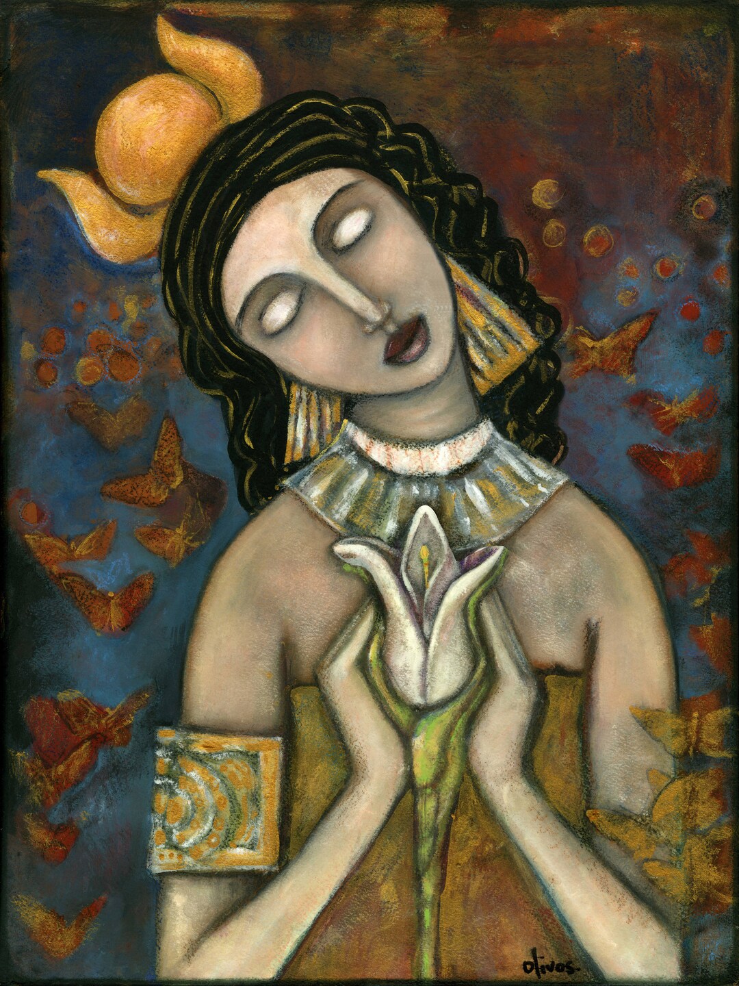 Goddess Hathor Art Print, Goddess of the Arts and Music Art on Canvas ...