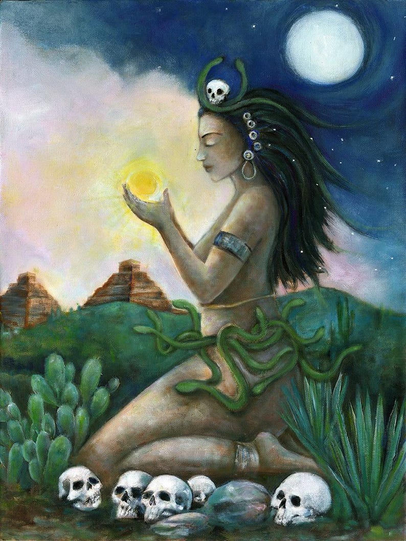 Coatlicue Goddess Art Print: Aztec Earth Mother Canvas - Etsy