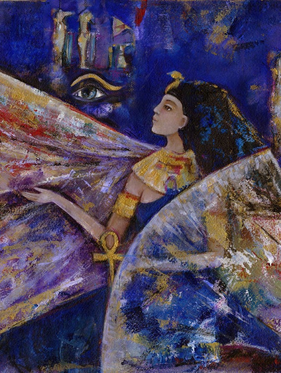 Isis Egyptian goddess Print, Goddess of Magick, Healing and Relationships, pagan gift, altar decor, Sacred Priestess Art, Witchy Altar Deco
