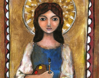 Patron Saint of Artists - New Mexico Retablo - Santo -Saint Catherine - Inspirational Art - Gift for Artists - Patron Saint - Catholic Art