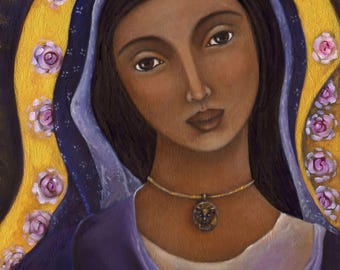 Mother Mary Painting, Sacred Feminine Canvas Reproduction | Gallery Wrapped | 5x7–14x18.5