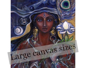 Lalita, Large Reproduction on canvas, Hindu Goddess Art, Altar decor, Hindu Alter print, Goddess of Bliss and Creation, Goddess Art, Pagan