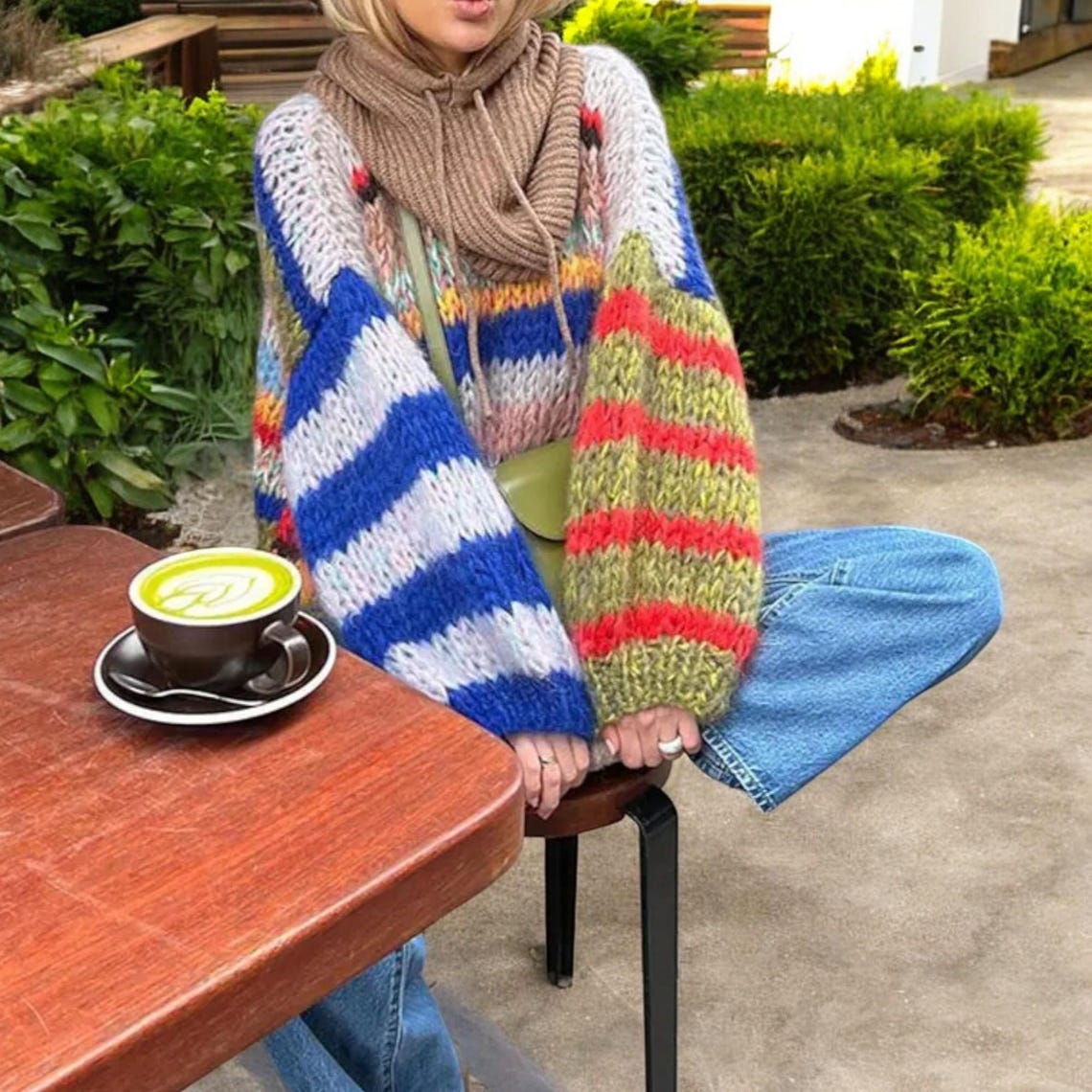 Chic O-neck Hollow Out Knitted Sweater, Loose Long Sleeve Pullover ...