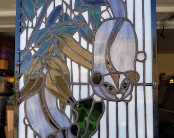 Sugar gliders Stained glass panel love eucalyptus