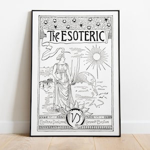 Copertina di rivista esoterica vintage, simbolismo solare, antica saggezza, decorazione della casa dipinta, poster HQ - carta semi-lucida premium