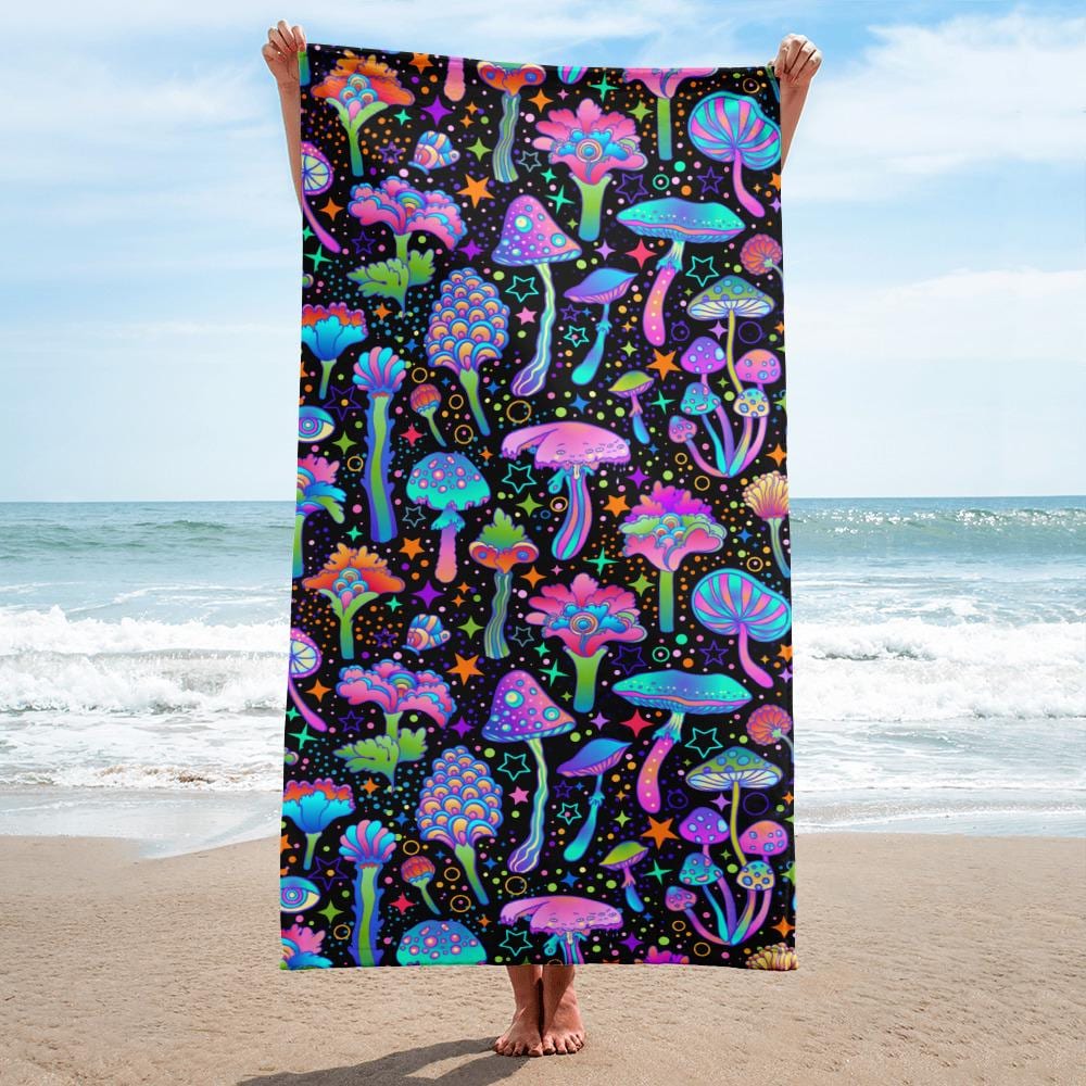 Drap De Bain / Serviette De Plage Vintage 70's - Motif Psychédélique Pop Art, 140x58cm, 100% Coton