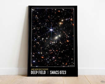 James Webb Space Telescope Deep Field Poster, NASA High Definition Print, Astronomy Wall Art