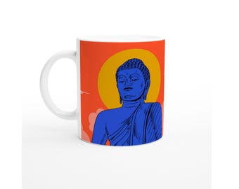 Taza Buddha Purnima, Impresión artística espiritual, Taza de café de cerámica