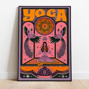 Poster di arte psichedelica yoga - Decorazione murale spirituale boho, poster di stampa di meditazione mistica - Carta semi-lucida di alta qualità