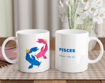 Pisces Zodiac Coffe Mug - Astrology Art - Horoscope Sign Cup Gift