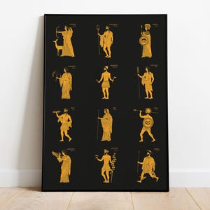 Griechische Götter und Göttinnen Mythologie Kunstwerk, Antiker Olympus Kunstdruck, Hochwertiges Poster, Premium Semi-Glossy Papier