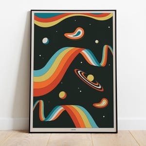 Onde cosmiche retrò: poster dello spazio psichedelico - poster HQ, carta semi-lucida di alta qualità