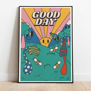 Póster de Good Day Psychedelic Sunshine: póster de alta calidad, papel semibrillante de primera calidad