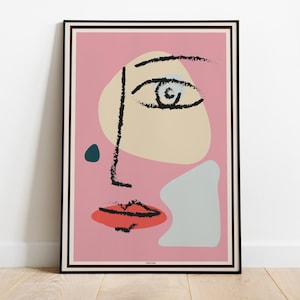 Blush Harmony, stampa artistica di linee astratte del viso - poster di alta qualità, carta semi-lucida di alta qualità