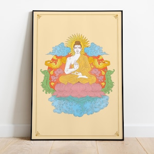 Arte murale sacra del Buddha, spirituale, stampa di meditazione per spazi tranquilli - Poster HQ, carta semi-lucida di alta qualità