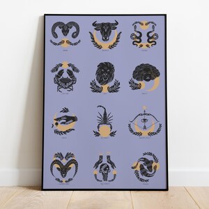Zodiaco mistico, astrologia celeste, arte murale, poster per arredamento moderno - poster HQ, carta semi-lucida premium