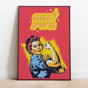 Poster GRL PWR, Rosie the Riveter, Empowering women, stampa di illustrazioni HQ - carta semi-lucida premium