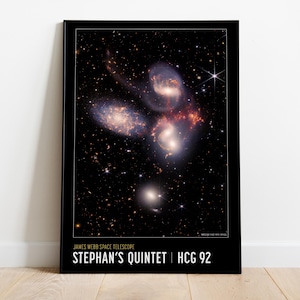 James Webb della NASA, Telescopio Spaziale, Quintetto di Stephan, Poster ad Alta Definizione, Carta Semi-Lucida Premium