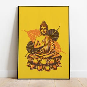 Poster di meditazione del Buddha dorato, arte zen spirituale per l'arredamento della casa, stampa di illustrazioni artistiche HQ - carta semi-lucida di alta qualità