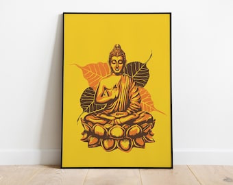 Buddha Poster - Minimal Buddhist Art Print - Zen Wall Decor Gift