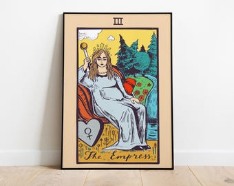 The Empress Tarot Card Art Print, Pamela Colman Smith, Rider-Waite Deck, Esoteric Decor