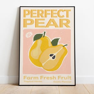 Poster vintage di pere, frutta fresca di fattoria, opera d'arte retrò, stampa di alta qualità, carta semi-lucida di alta qualità