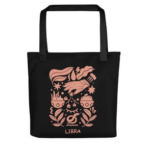 Libra Zodiac Sign Tote Bag, Horoscope Constellation Sign, Astrology Gift - Front Retro All Over Print HQ Tote Bag