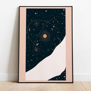 Cosmo celeste, universo pacifico, cielo stellato luna stelle stampa - poster di alta qualità, carta semi-lucida premium