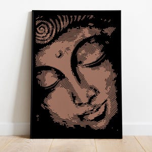 Arte murale minimalista del Buddha, stampa di meditazione zen per decorazioni spirituali - Poster HQ, carta semi-lucida di alta qualità