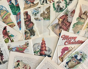 Vintage Weihnachtsbuchseiten, Retro Ephemera, Junk Journal Versorgung (20 Seiten)