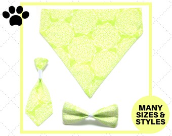 Lime Floral Pet Accessory - Over the Collar - Custom - Bandana, Bow Tie, Neck Tie, Flower