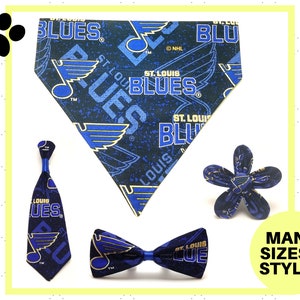 St. Louis Blues Navy Pet Accessory - Over the Collar - Custom - Bandana, Bow Tie, Neck Tie, Flower