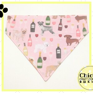 Wine & Dogs Pet Bandana - Over the Collar - Custom - Bandana - New Years, Party